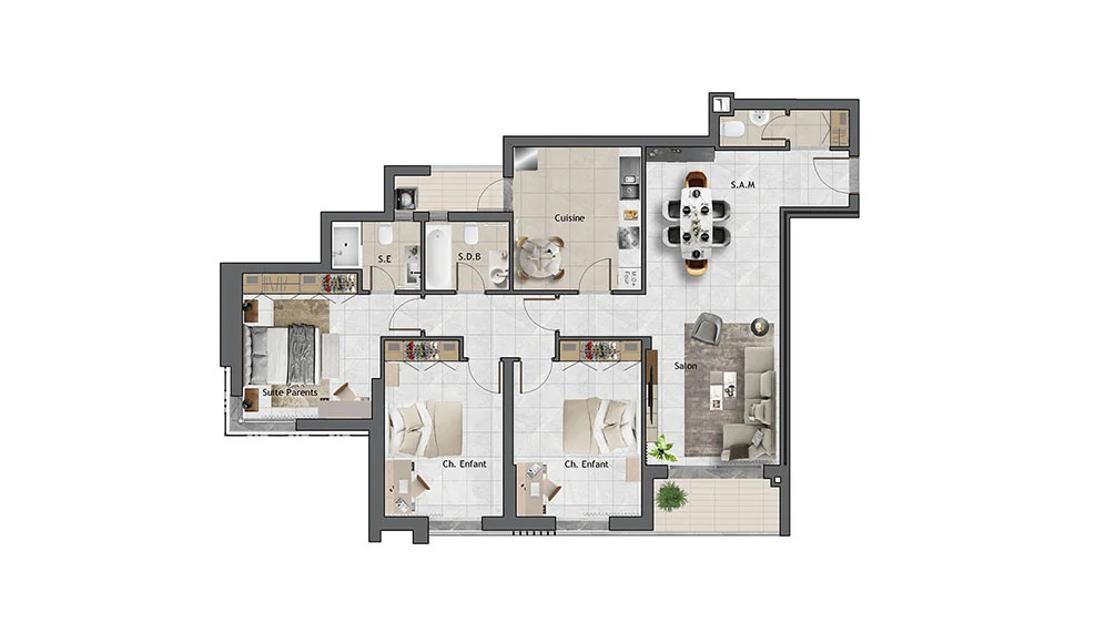 Appartement S+3 type 2