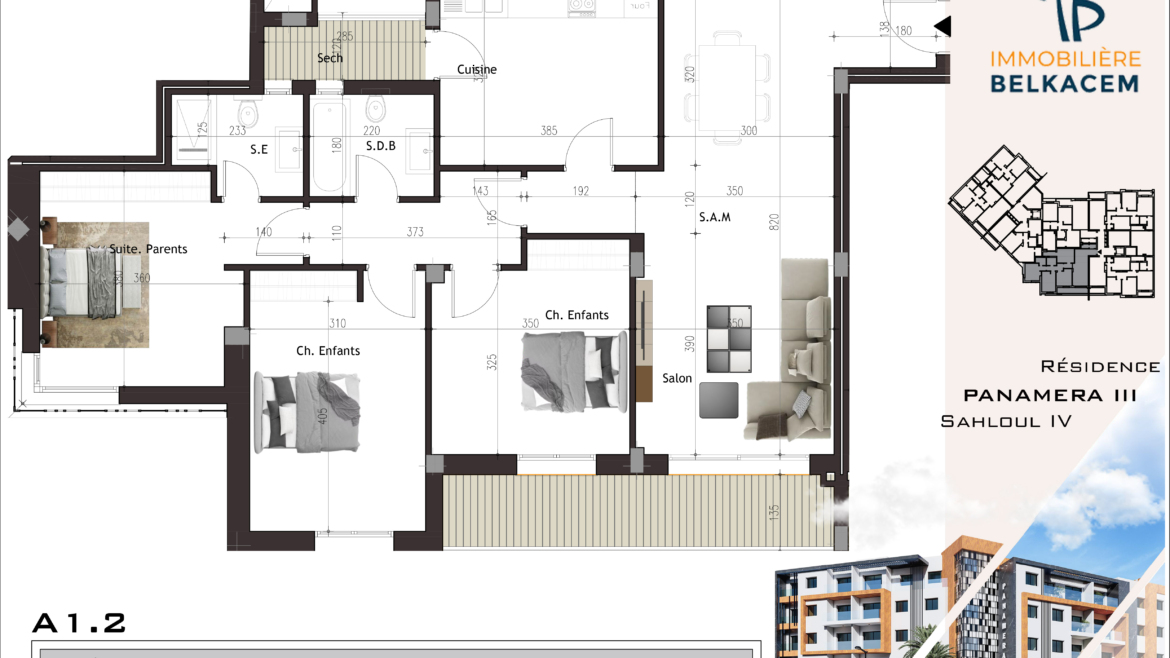 Panamera III 1er Etage Bloc A plan A1-2 (S+3)