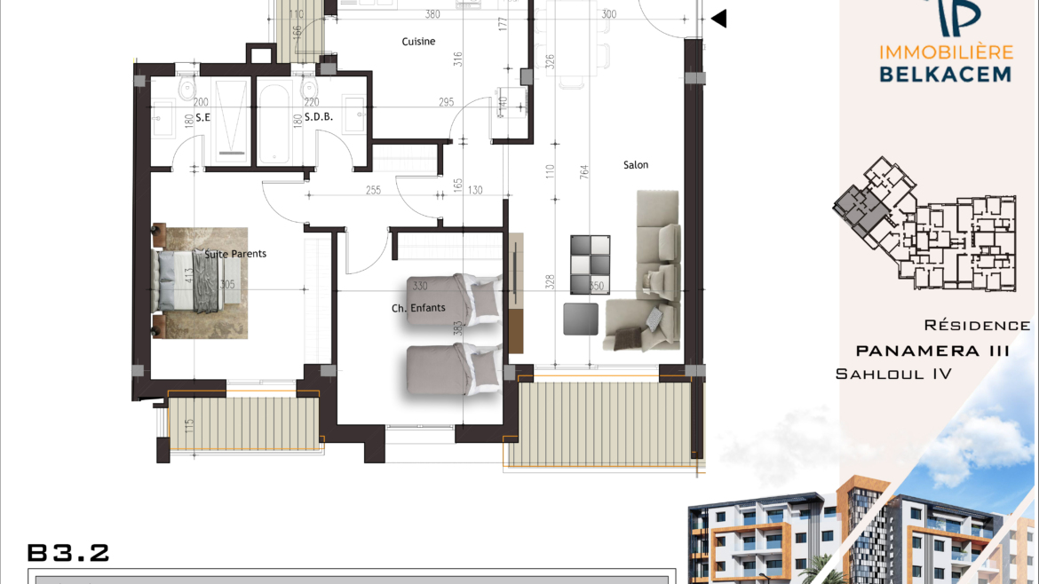 Panamera III 3eme Etage Bloc B plan B3-2 (S+2)