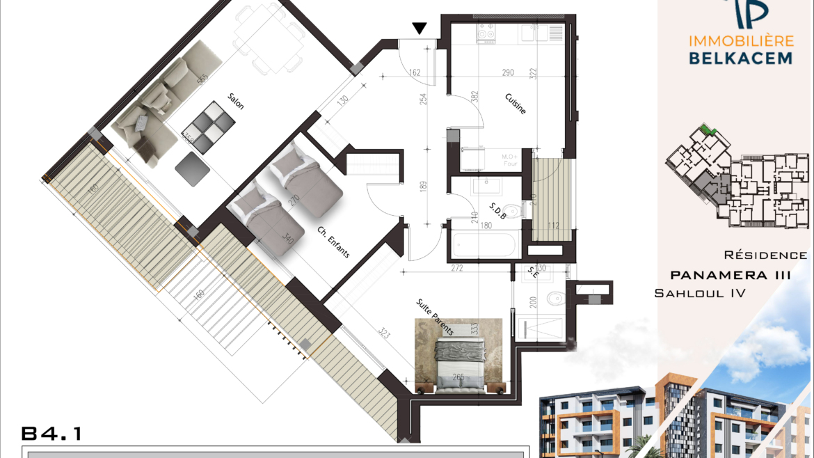 Panamera III 4eme Etage Bloc B plan B4-1 (S+2)